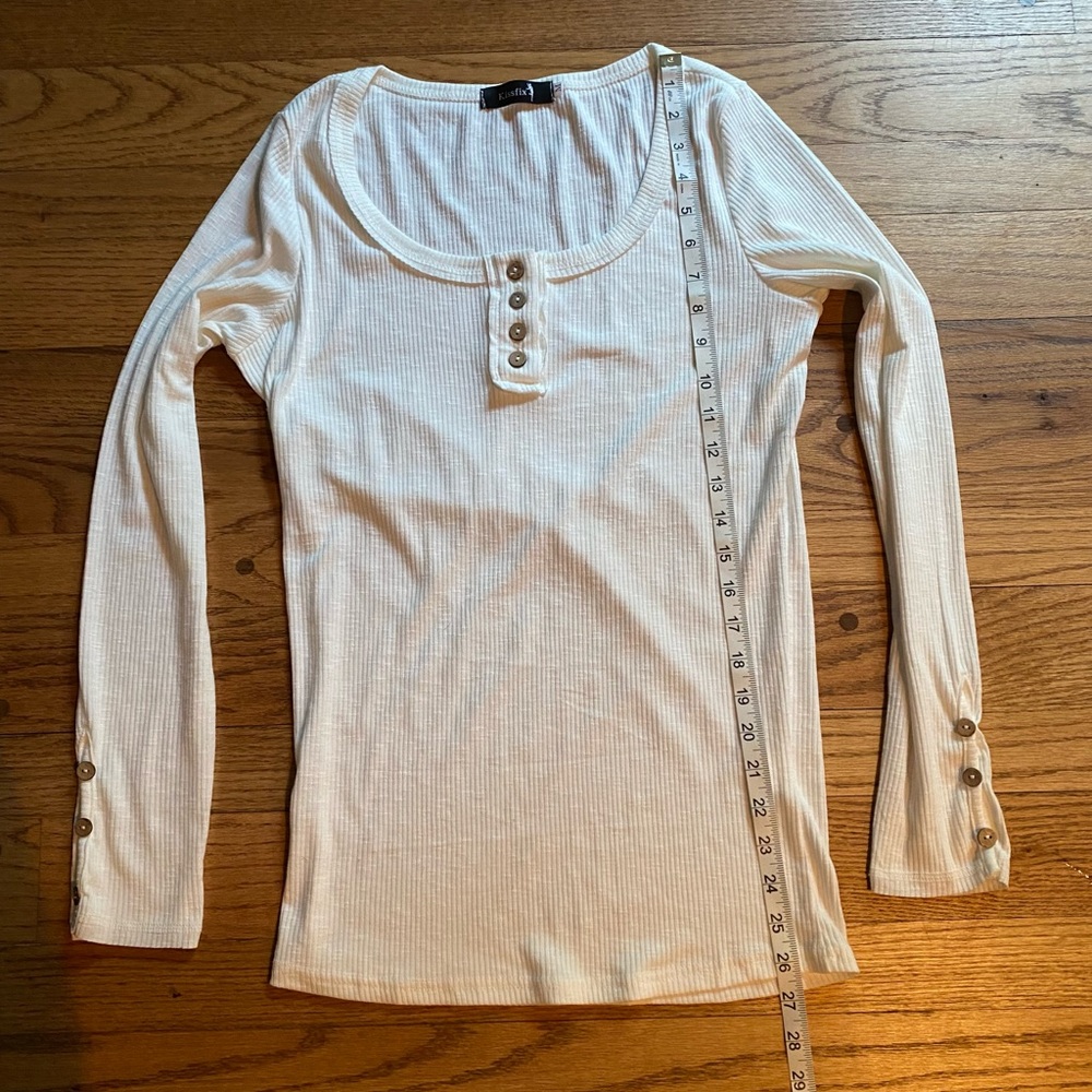 Kissfix Ribbed Button-Detail Henley - Picture 3 of 5